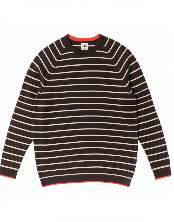 Maglione maglione girocollo da uomo Zara XL a righe nere