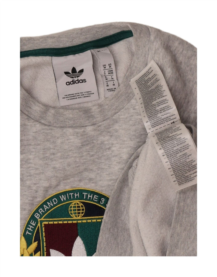 Felpa grafica da uomo Adidas Felpa in cotone grigio medio