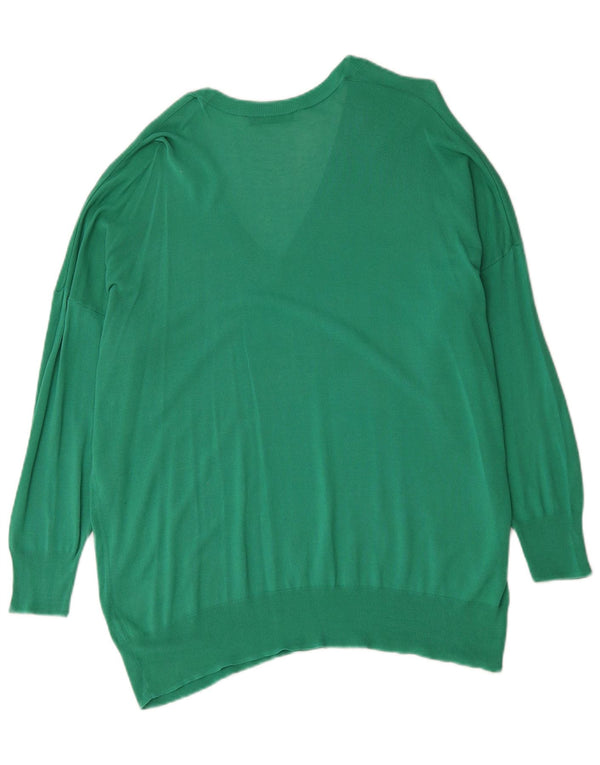 Maglione oversize con scollo a V da donna Zara UK 14 Cotone verde medio