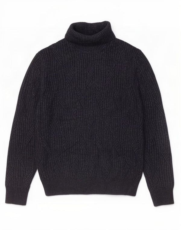 Maglione maglione a collo alto da donna Marks & Spencer UK 14 grande blu navy