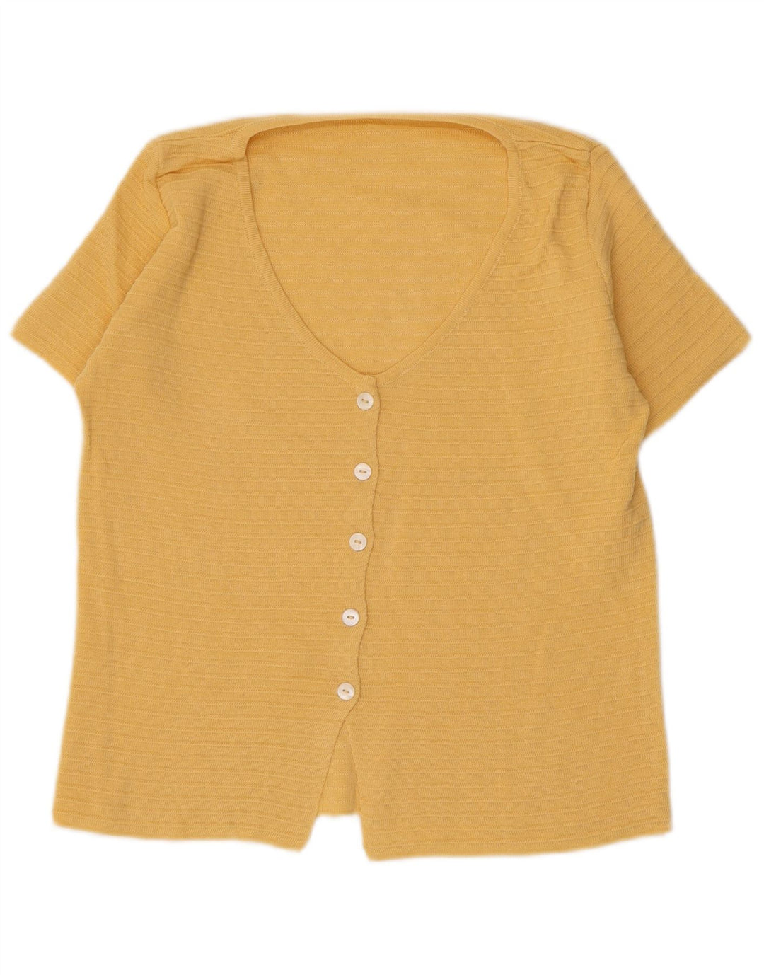 Maglione cardigan a maniche corte da donna vintage UK 10 piccolo giallo