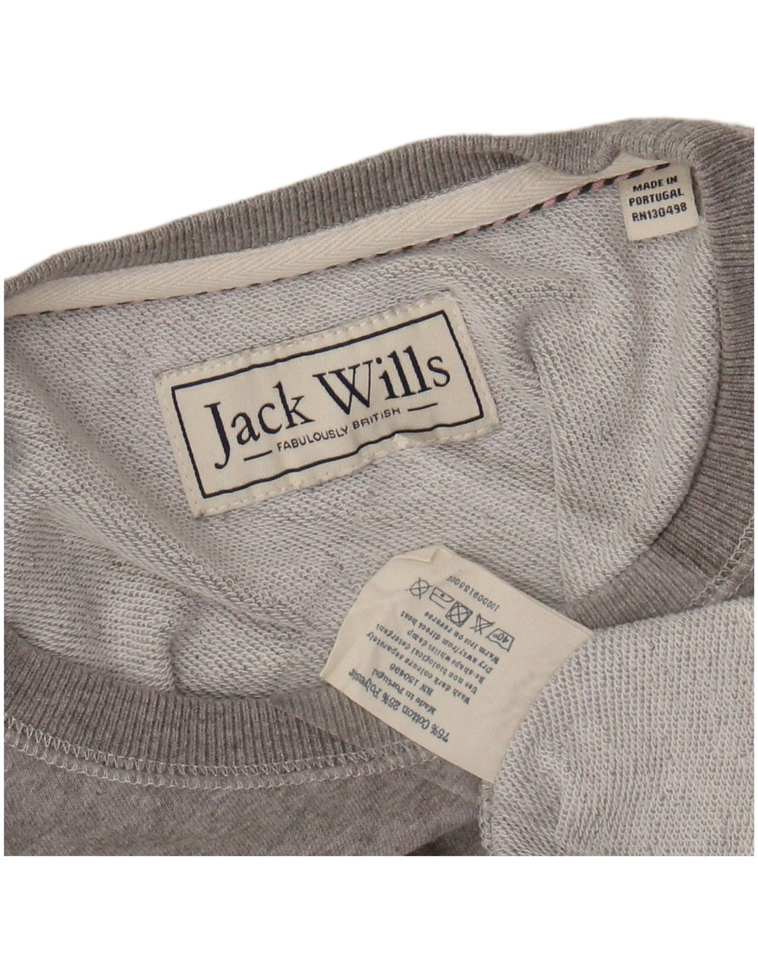 JACK WILLS Felpa con grafica da donna Maglione UK 12 Grigio medio chiazzato