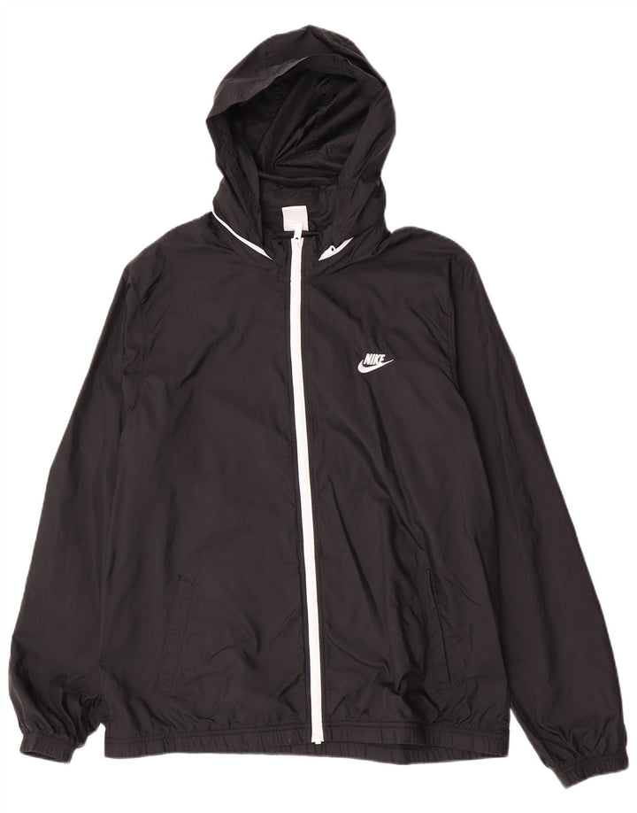 Giacca antipioggia con cappuccio Nike da uomo XL in nylon nero