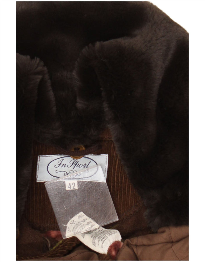 Giacca trapuntata vintage da donna IT 42 poliestere marrone medio