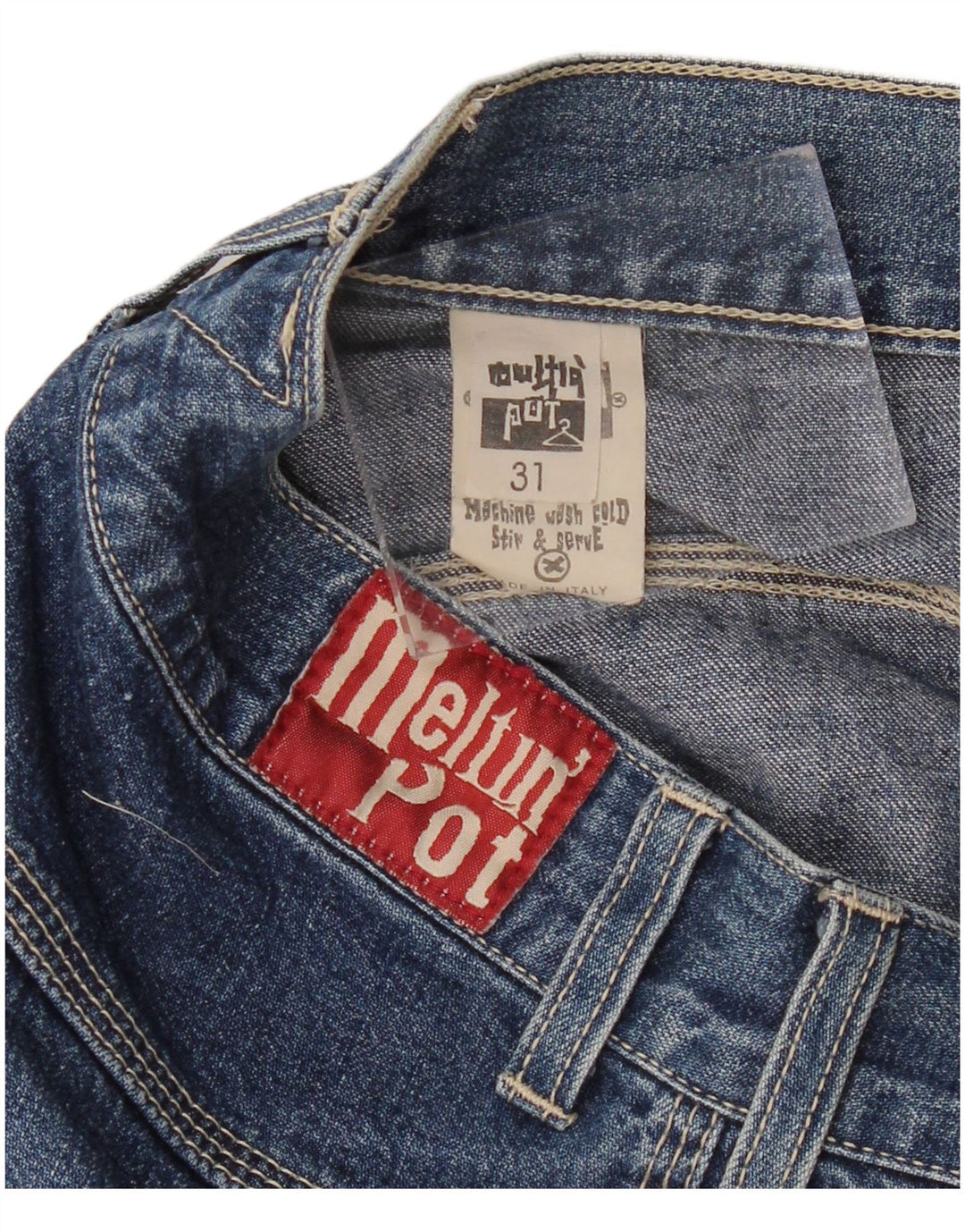 Jeans dritti cargo da uomo Meltin' Pot W31 L31 in cotone blu