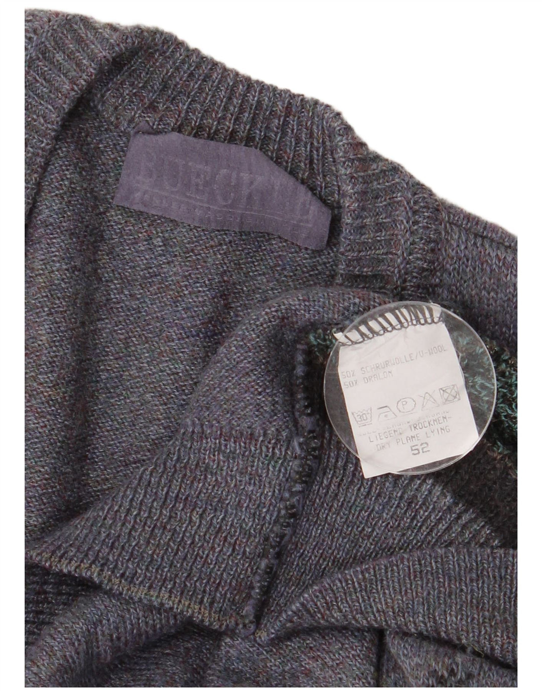 Maglione da uomo con scollo a V Bueckle IT 52 Grande lana vergine geometrica viola