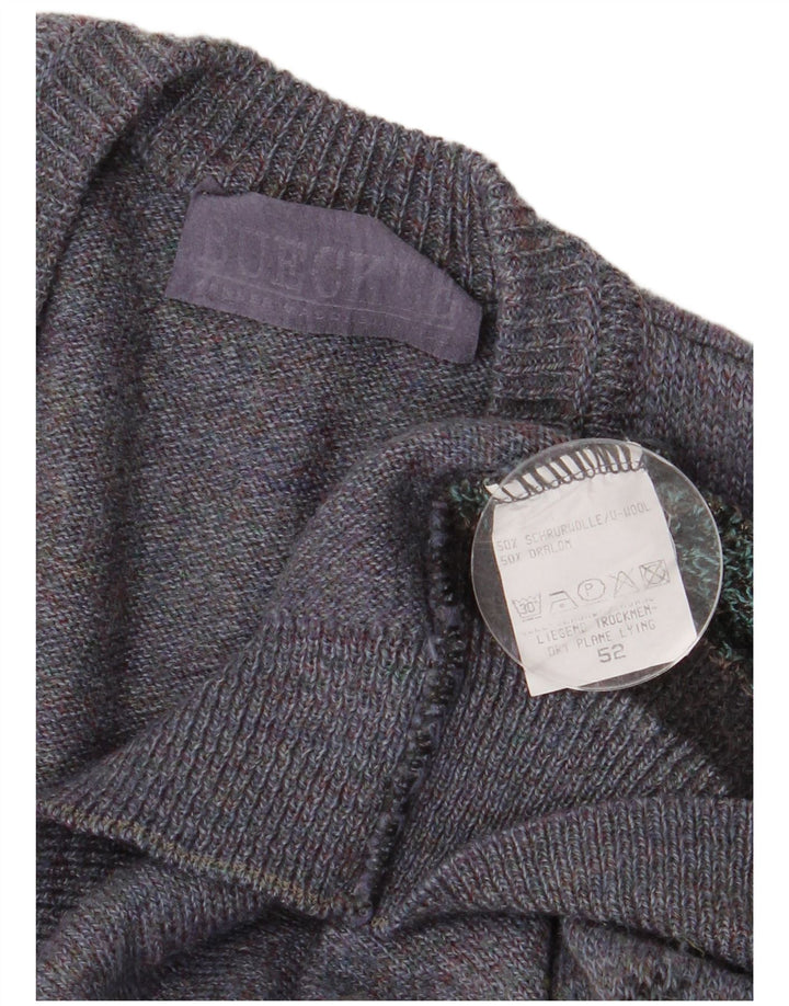 Maglione da uomo con scollo a V Bueckle IT 52 Grande lana vergine geometrica viola