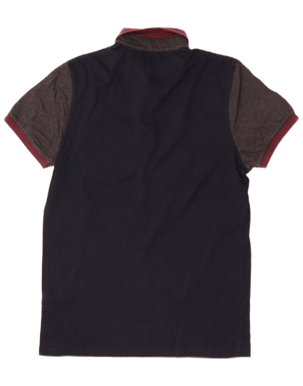 Polo da uomo Ted Baker taglia 2 piccola in cotone color block blu navy