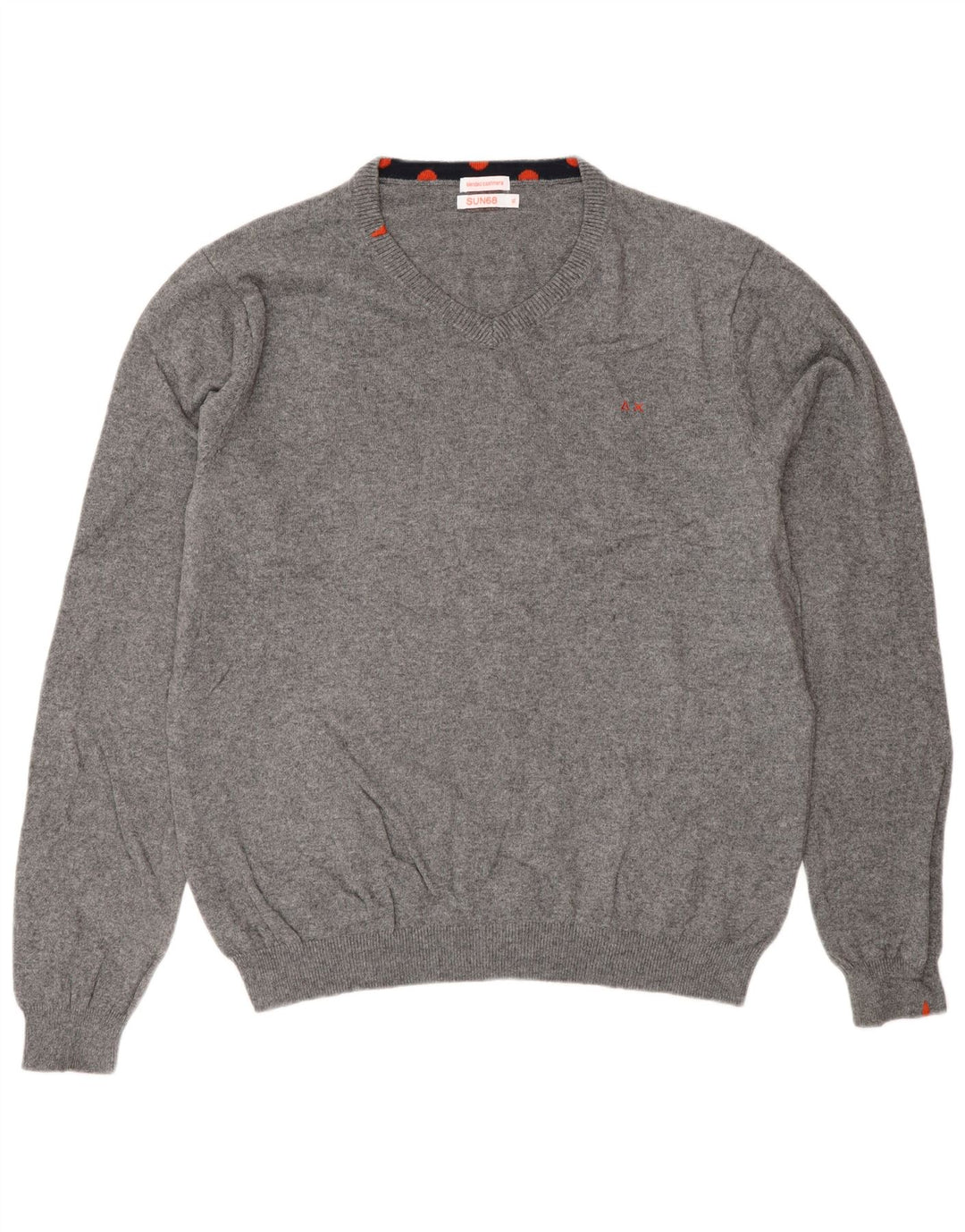 Maglione maglione con scollo a V da uomo Sun68 XL cotone screziato grigio