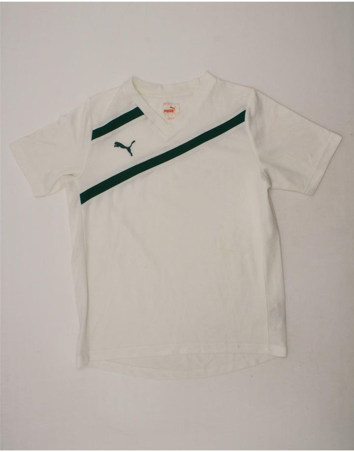 PUMA Boys Graphic T-Shirt Top 11-12 Years White Polyester Vintage Puma and Second-Hand Puma from Messina Hembry 
