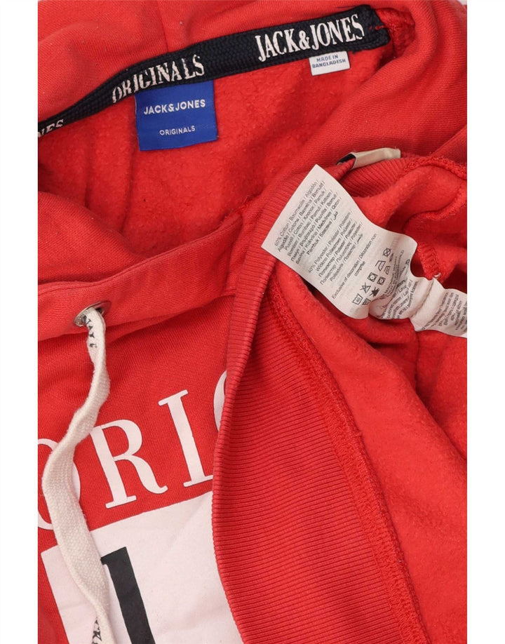 Jack & Jones Felpa con cappuccio grafica da uomo piccola in cotone rosso