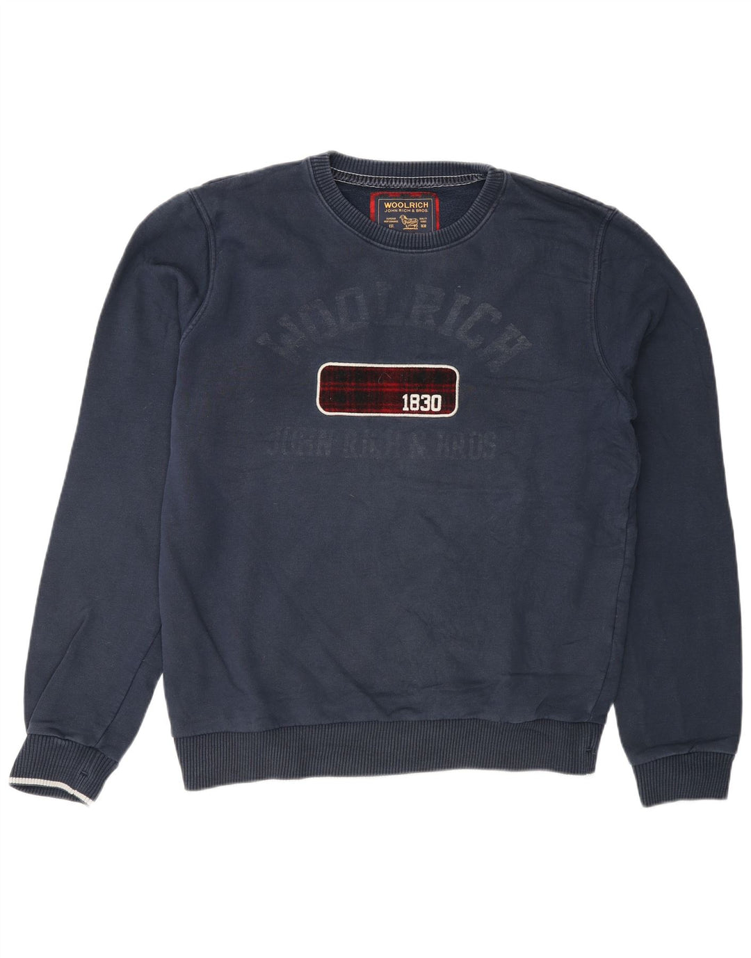 Felpa grafica da uomo Woolrich Maglione grande in cotone blu navy