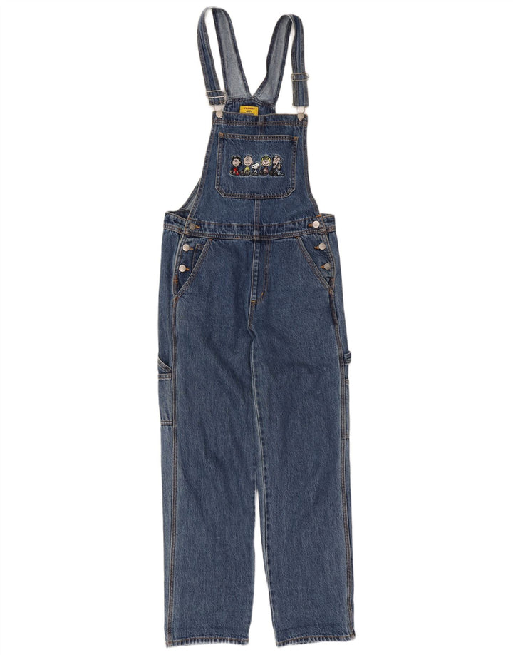 Jeans dritti con grafica salopette da donna Pull & Bear Small W26 L30 Blu