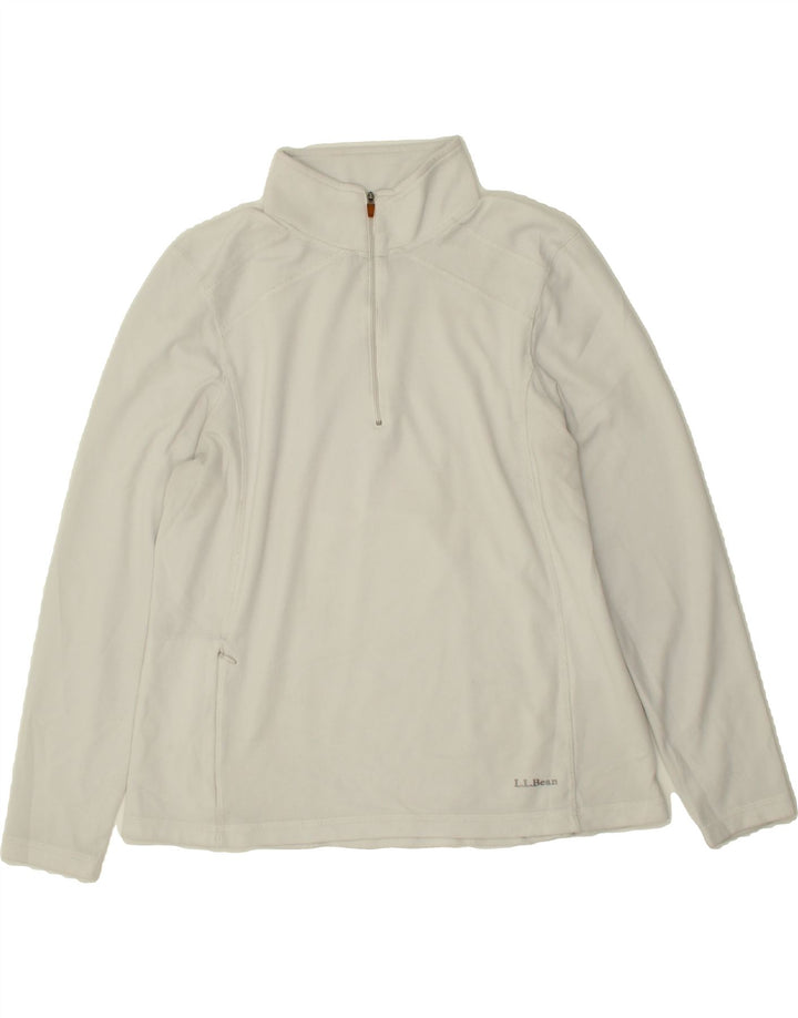 L.L.BEAN Womens Zip Neck Sweatshirt Jumper UK 18 XL White Polyester Vintage L.L.Bean and Second-Hand L.L.Bean from Messina Hembry 