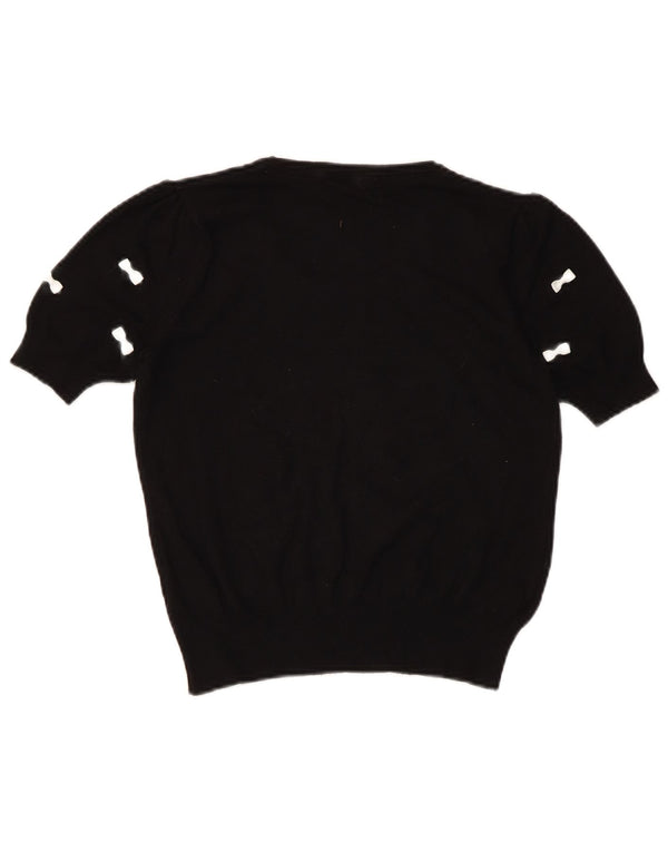 Marks & Spencer maglione corto con scollo a barca da donna UK 8 piccolo nero