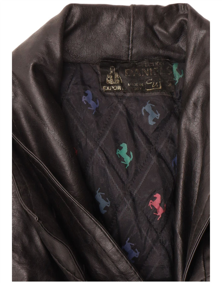 Giacca in pelle da uomo VINTAGE UK 36 piccola nera