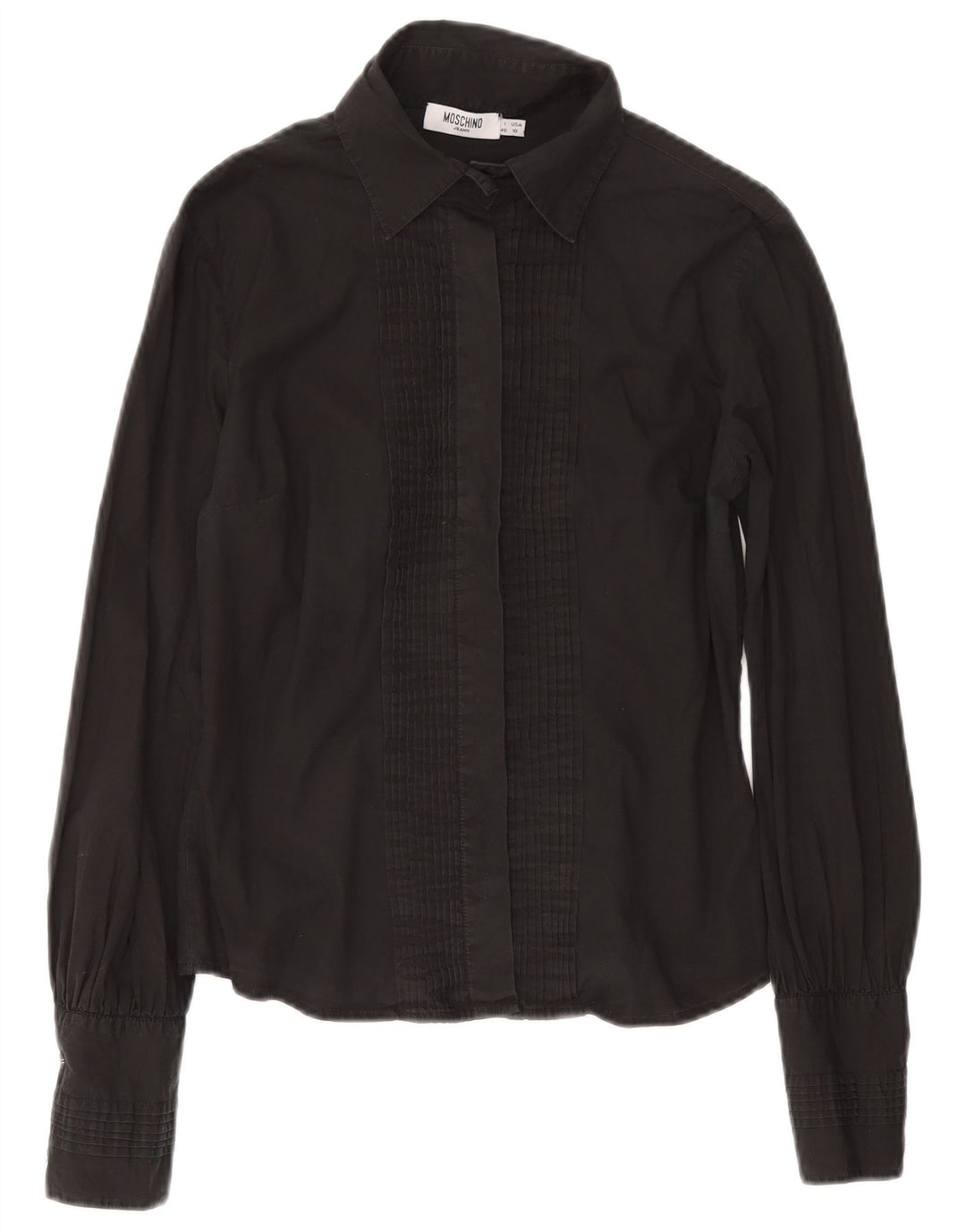 Camicia Moschino Donna con volant sul davanti IT 46 Large Grigio Cotone