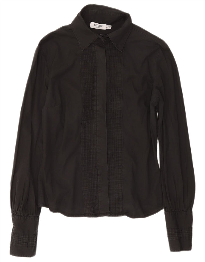 Camicia Moschino Donna con volant sul davanti IT 46 Large Grigio Cotone