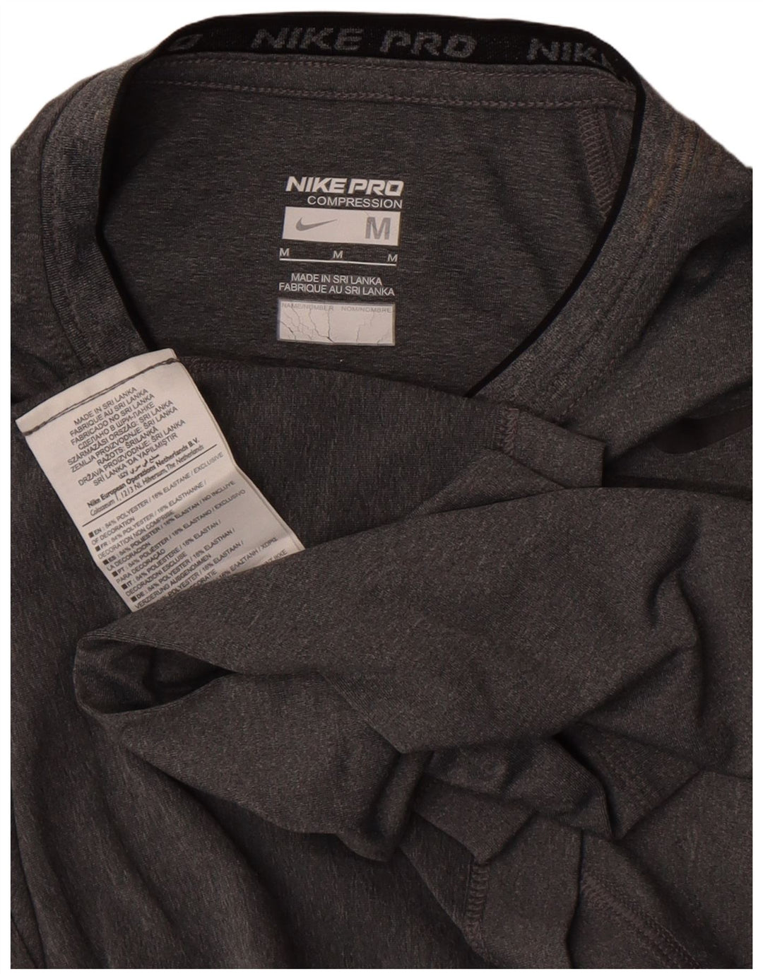 Maglia a compressione Nike da uomo a maniche lunghe in poliestere chiazzato grigio medio