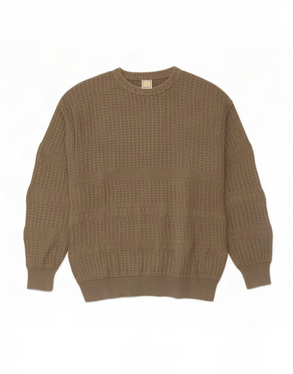Maglione vintage da uomo girocollo in cotone beige medio