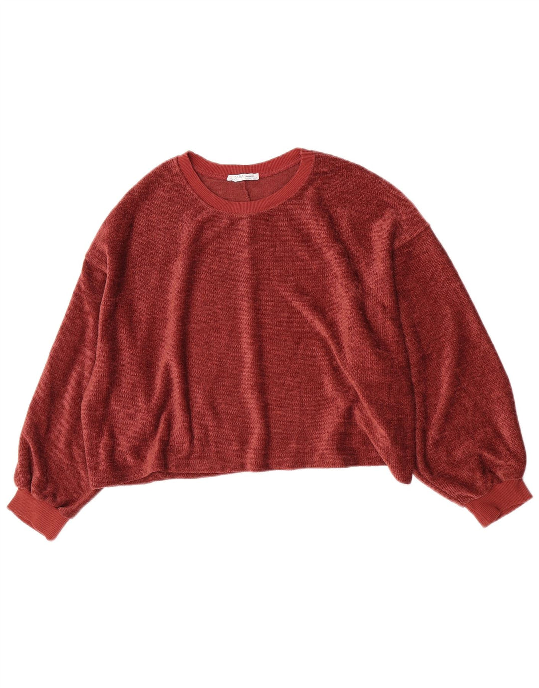 Maglione da donna in velluto corto oversize Zara da donna, UK 14, bordeaux medio