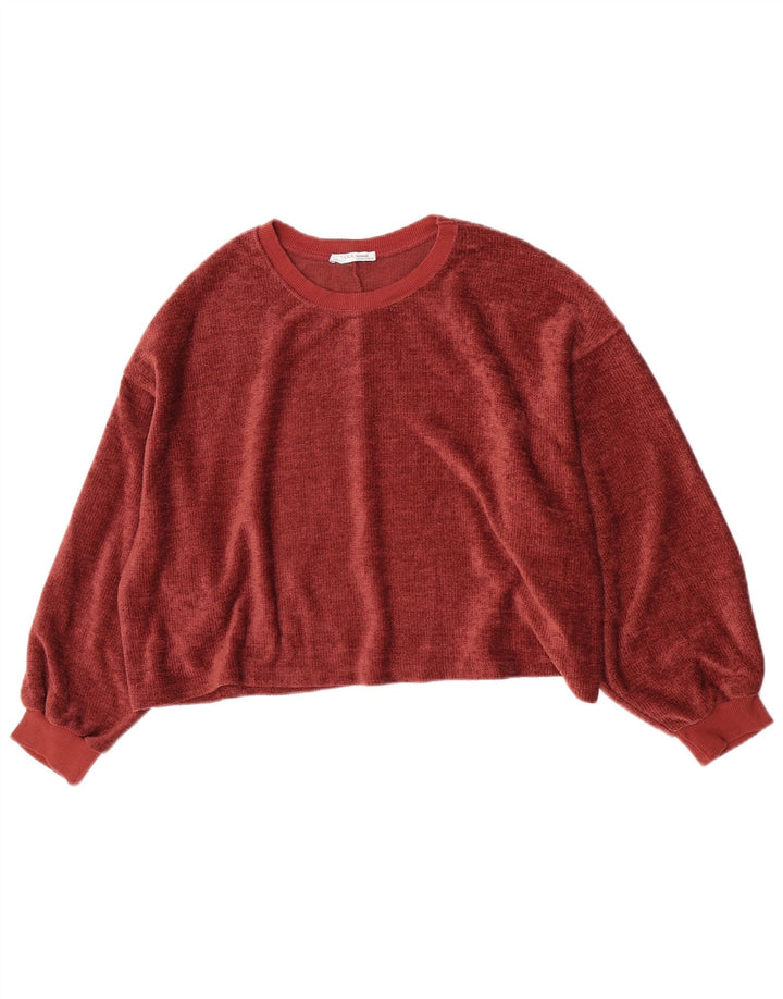Maglione da donna in velluto corto oversize Zara da donna, UK 14, bordeaux medio