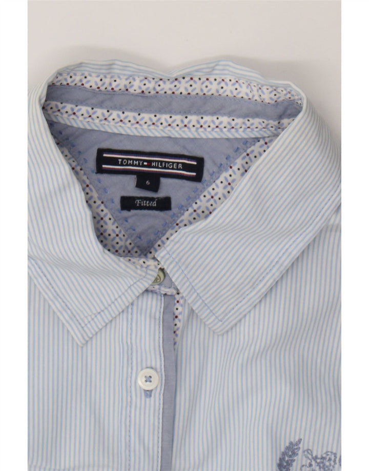 TOMMY HILFIGER Womens Fitted Shirt US 6 Medium Blue Striped Cotton Vintage Tommy Hilfiger and Second-Hand Tommy Hilfiger from Messina Hembry 