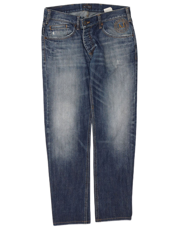Jeans slim invecchiati da uomo Armani W34 L30 in cotone blu
