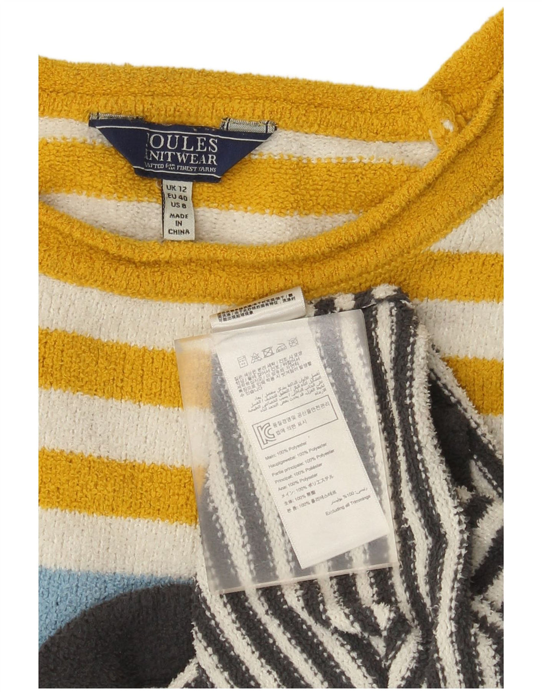 Joules Maglione da donna con scollo a barca Maglione UK 12 Medio a righe multicolore