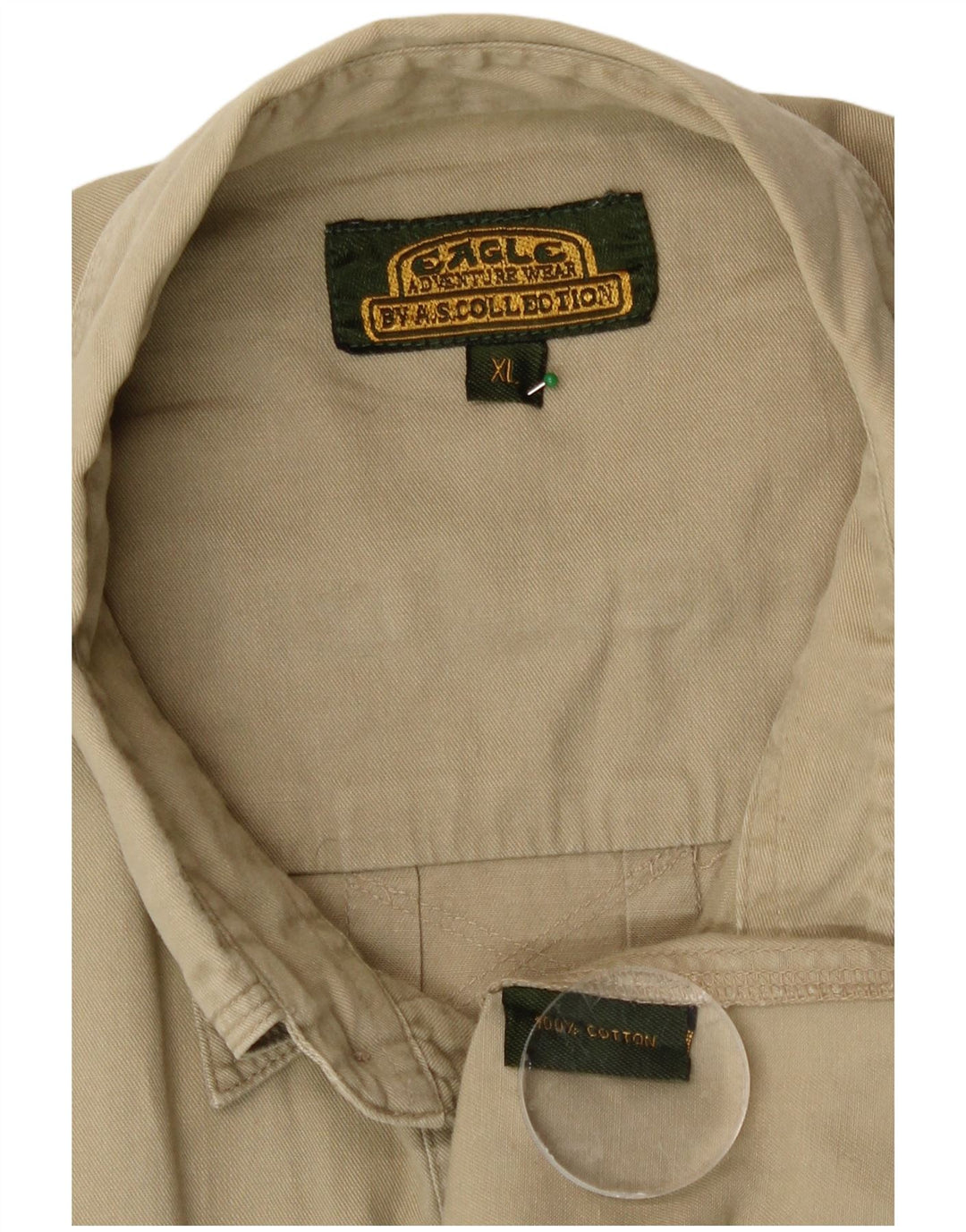 Camicia vintage da uomo a maniche corte XL in cotone beige