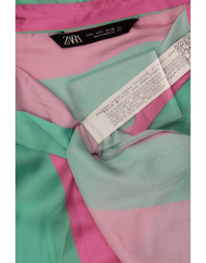 ZARA Womens Oversized Shirt Blouse UK 16 Large Multicoloured Striped