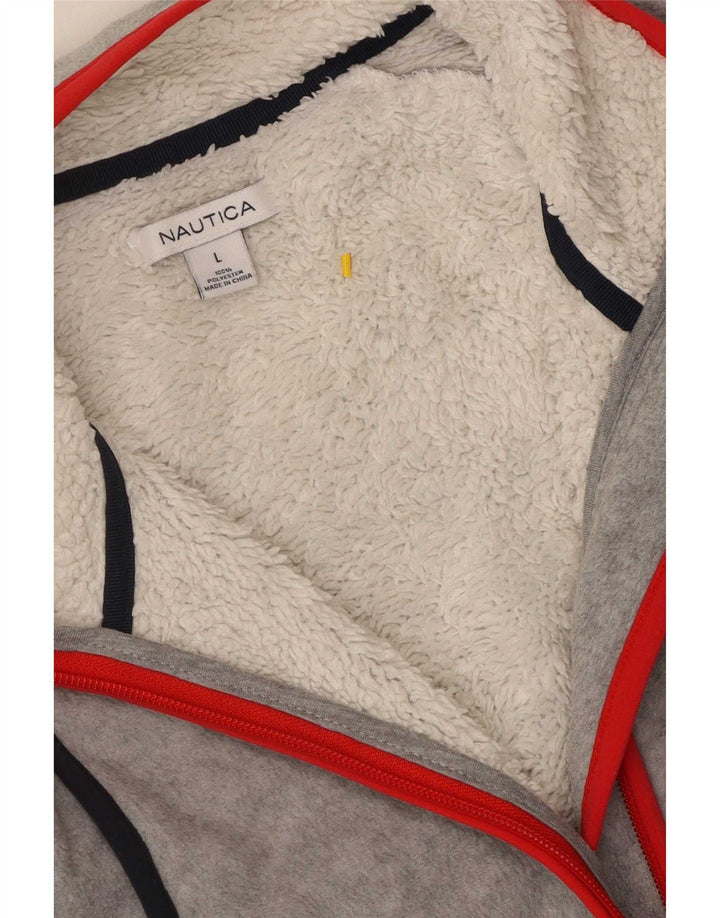 Giacca in pile da donna Nautica UK 14 poliestere a righe grandi grigie