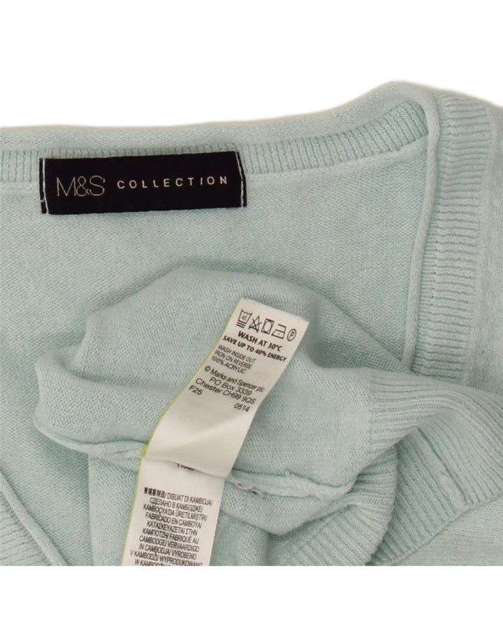 Maglione da donna con scollo a V Marks & Spencer UK 12 Acrilico blu medio