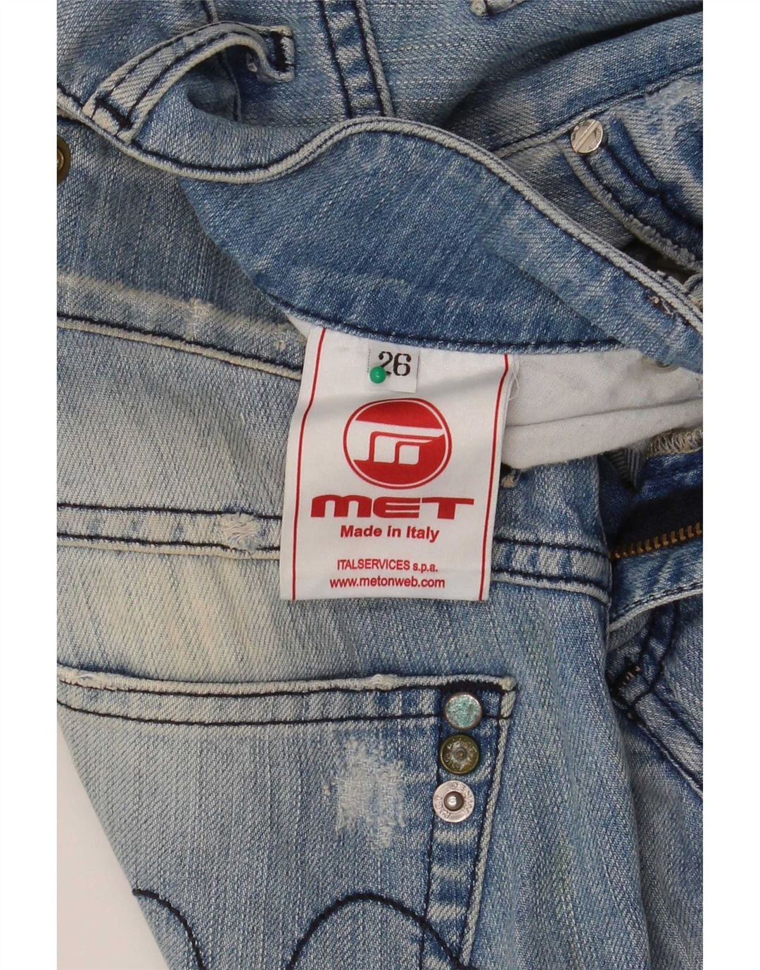 Jeans slim da donna MET W26 L30 cotone chiazzato blu