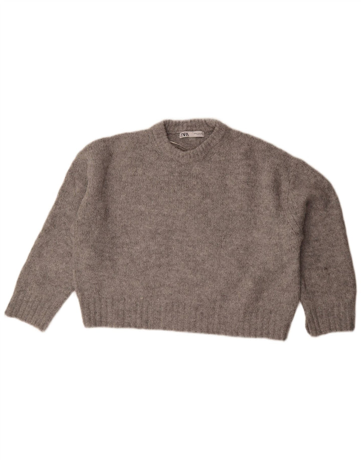 Maglione maglione girocollo oversize da donna Zara UK 14 Grigio medio screziato