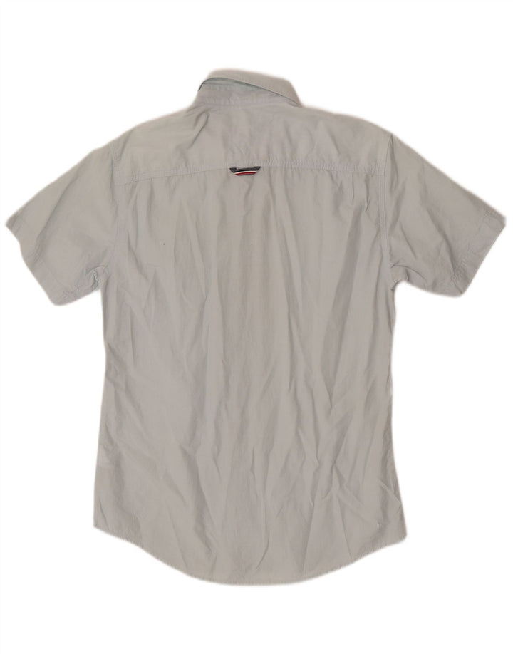 Camicia a maniche corte da uomo Tommy Hilfiger piccola in cotone blu