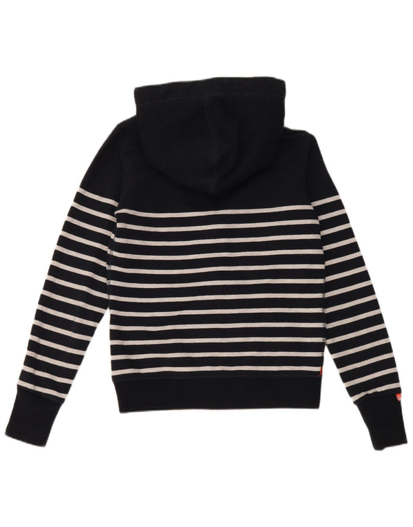Maglione con cappuccio e zip da donna Superdry UK 10 piccolo cotone a righe nere