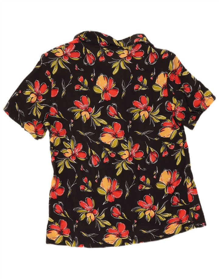Camicia vintage da donna a maniche corte IT 44 medio nero floreale