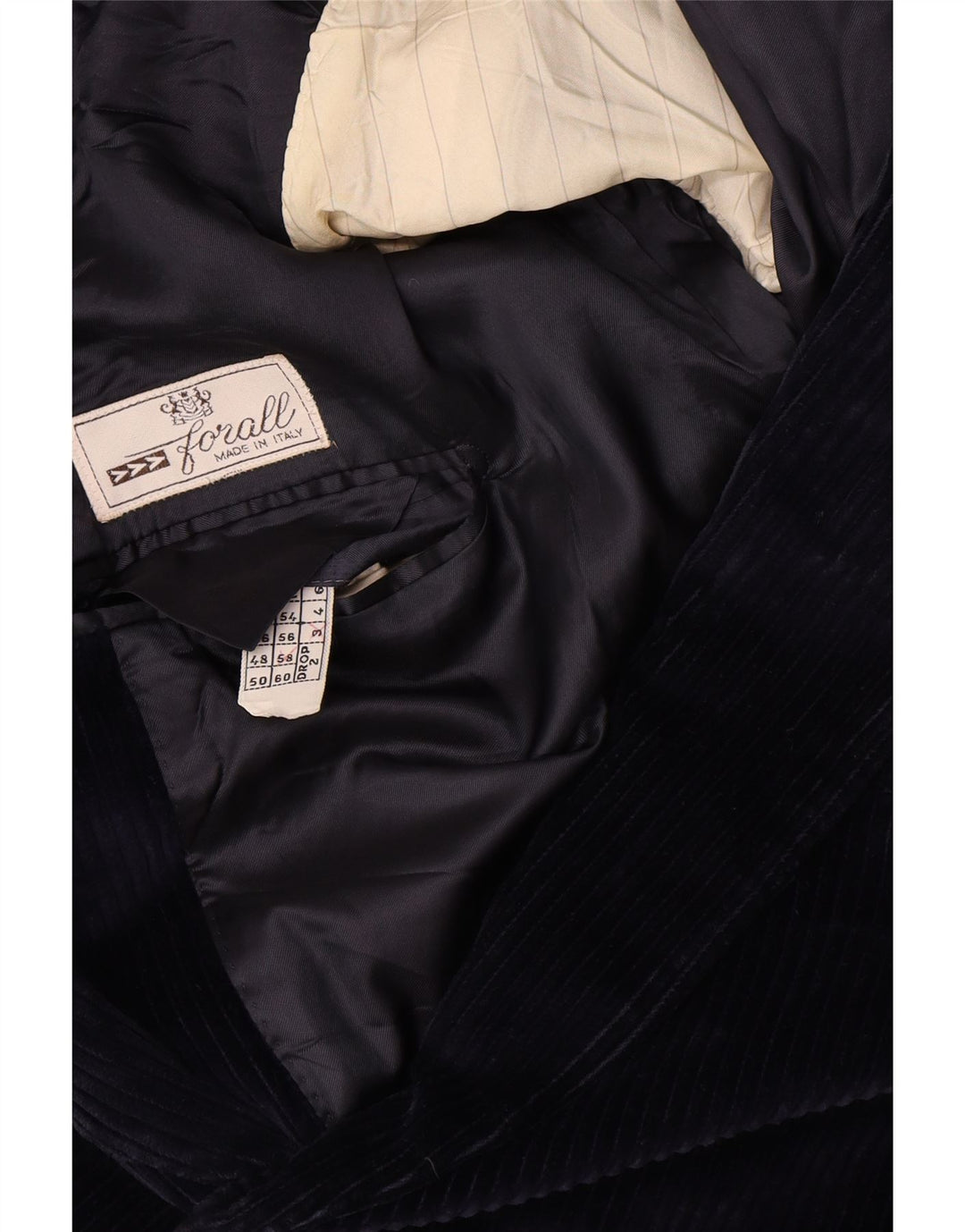 FORALL Giacca blazer da uomo in velluto a coste a 2 bottoni UK 44 2XL Blu navy