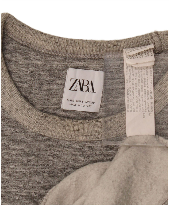 Felpa Zara da uomo maglione piccolo in cotone chiazzato grigio