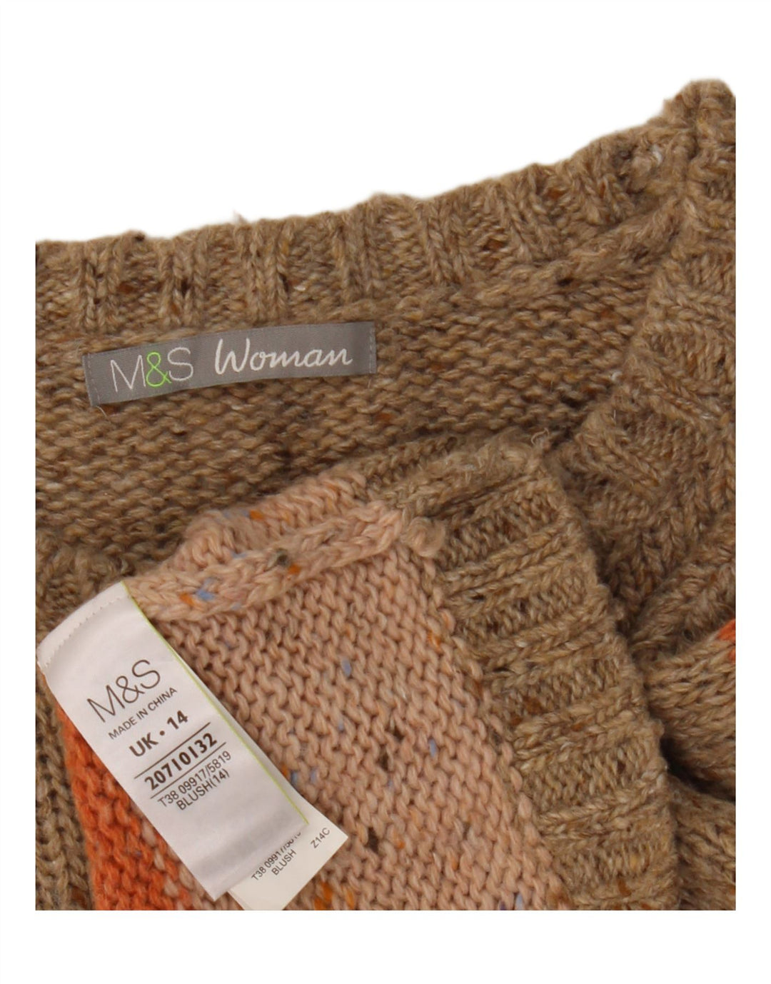 Maglione maglione con scollo a barca da donna Marks & Spencer UK 14 grande Beige