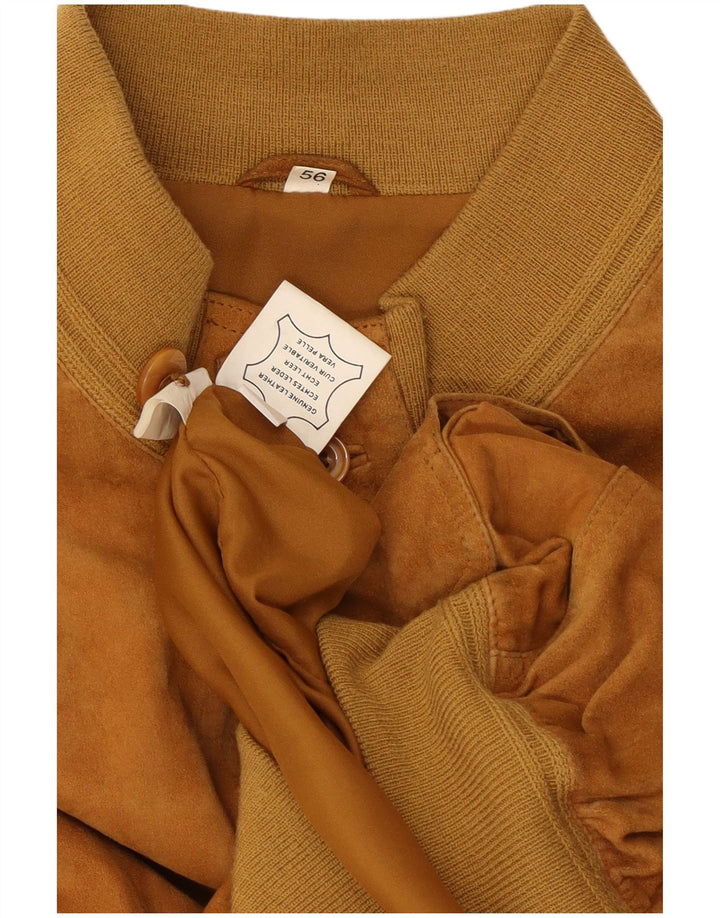 Giubbotto bomber vintage in pelle scamosciata da uomo IT 56 3XL in pelle marrone