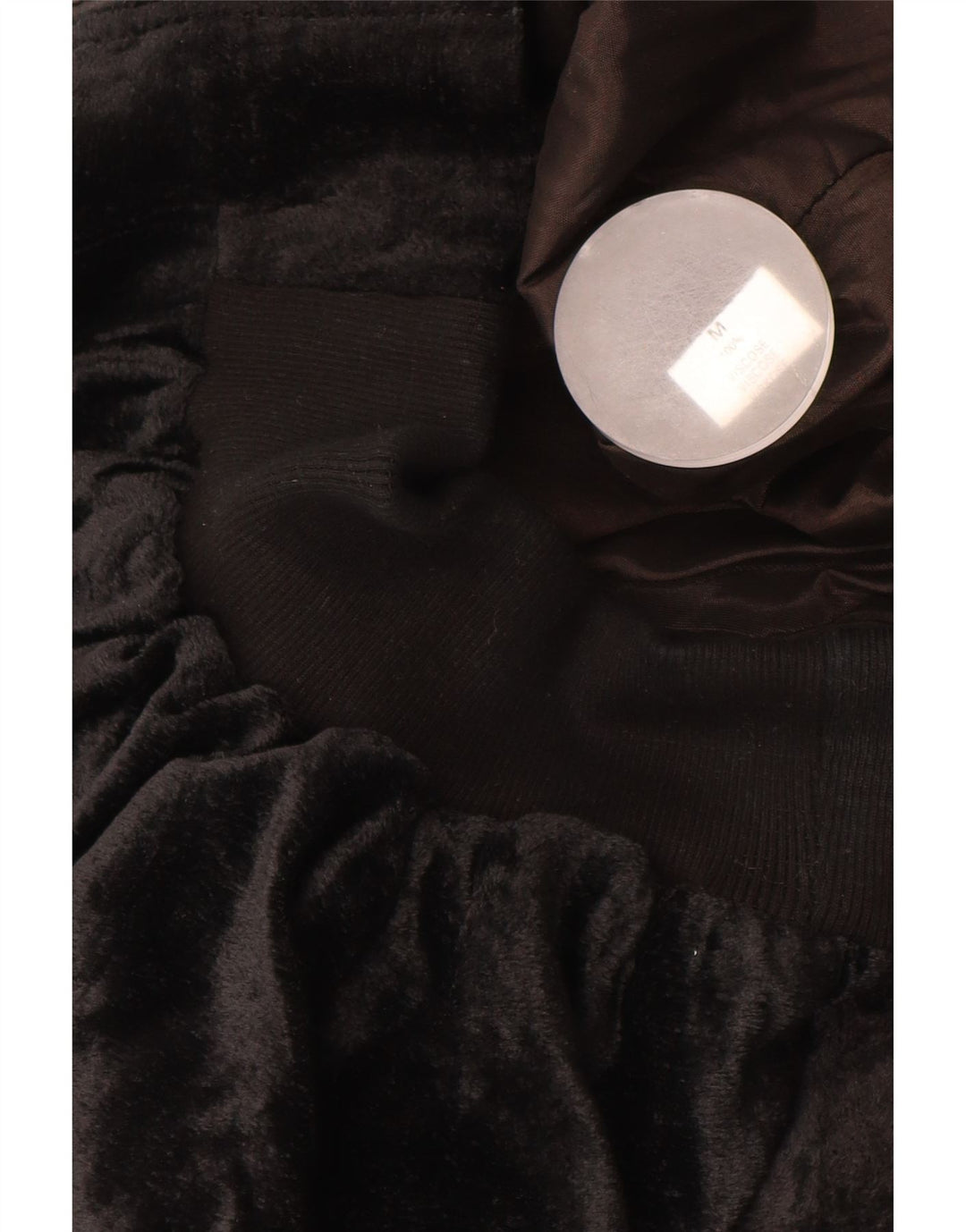 Giubbotto bomber oversize in velluto da donna VINTAGE UK 14 viscosa nera media