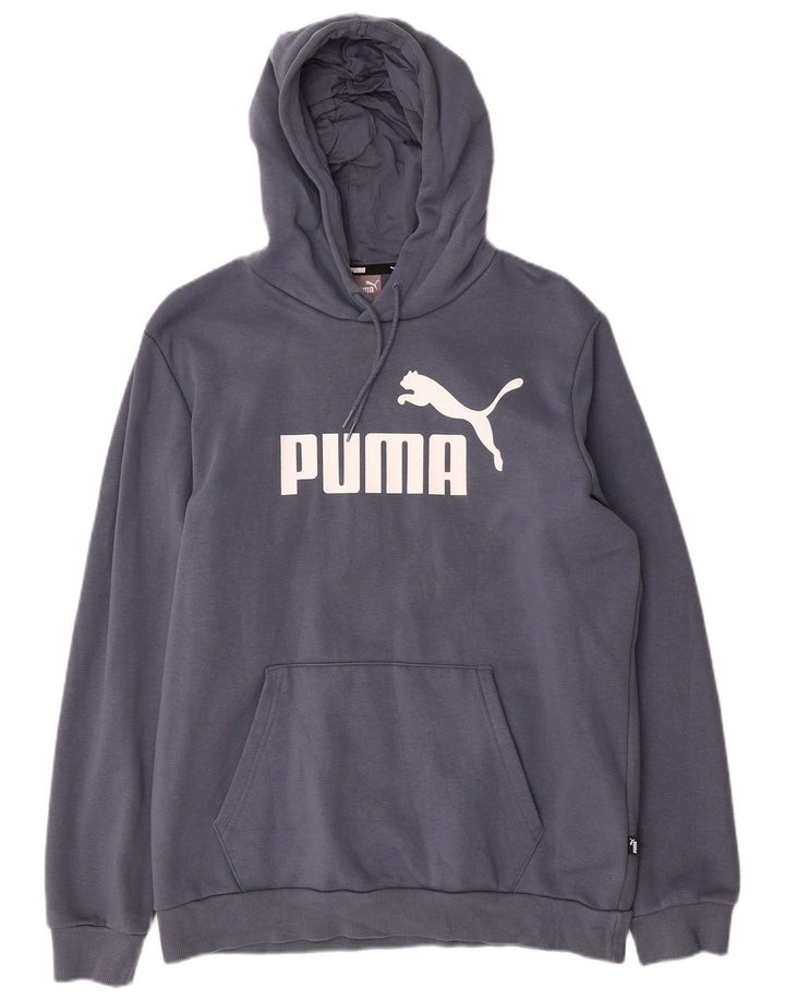 Felpa con cappuccio grafica da uomo Puma in cotone blu medio