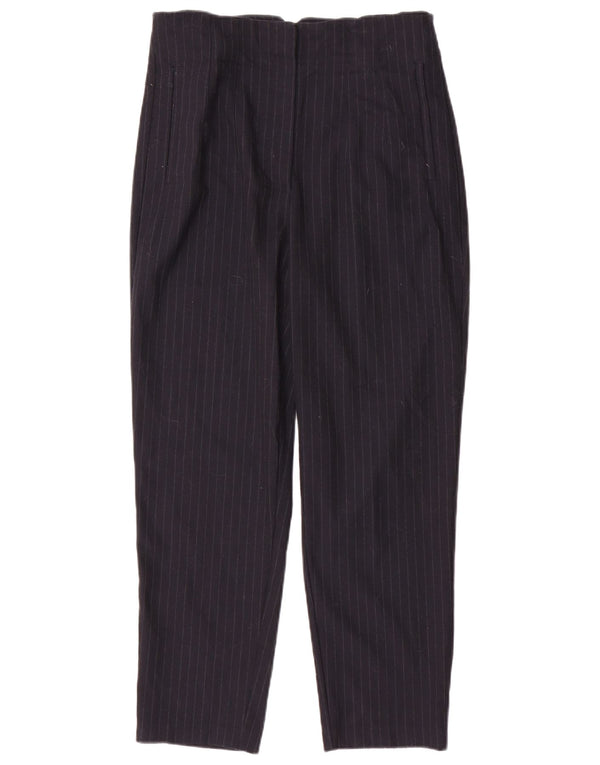 Pantaloni casual a vita alta da donna Zara grandi W30 L26 blu navy gessato