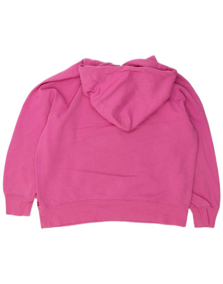 LEVI'S Womens Graphic Oversized Hoodie Jumper UK 16 Large Pink