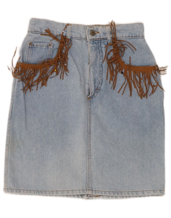 CASUCCI Gonna in denim a vita alta da donna IT 44 Medium W24 Blu Colourblock