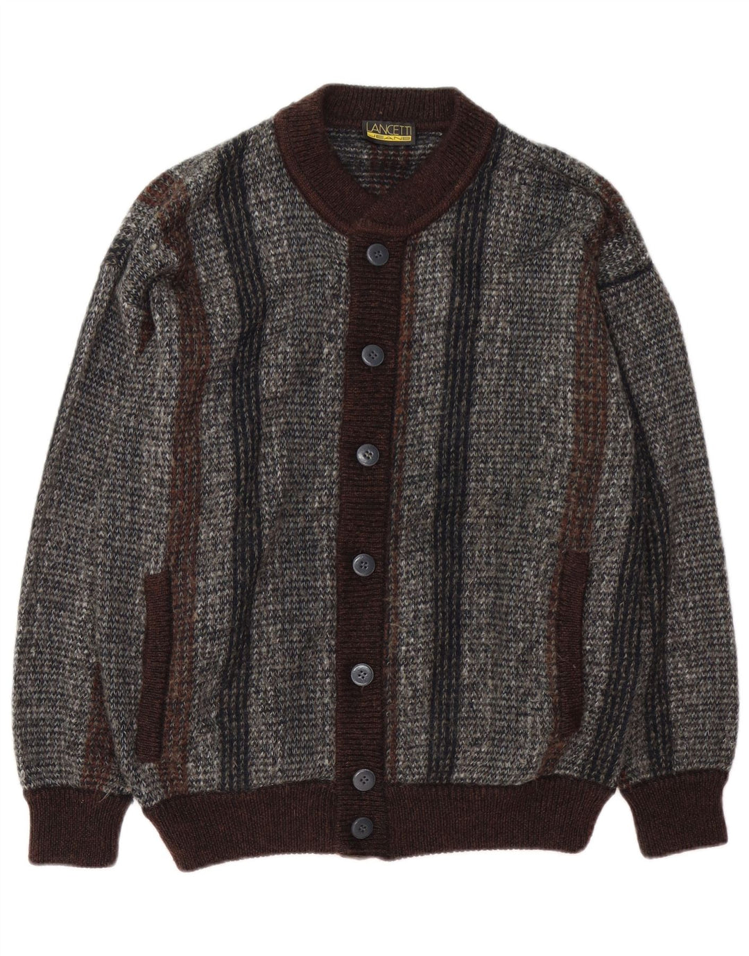 Maglione Cardigan Uomo Lancetti Grigio Medio a Righe