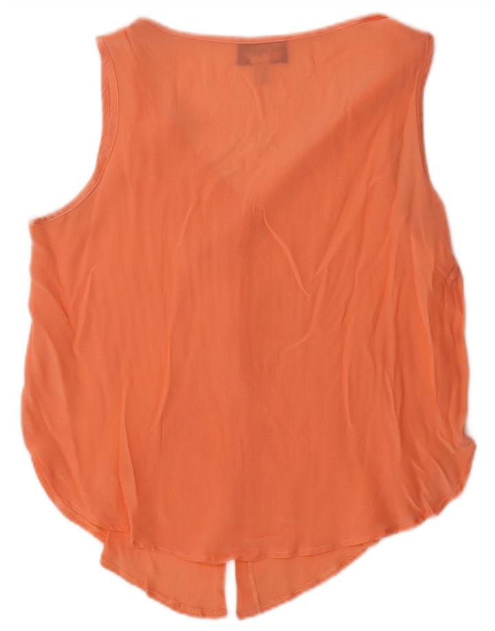 Canotta vintage da donna UK 14 grande seta arancione