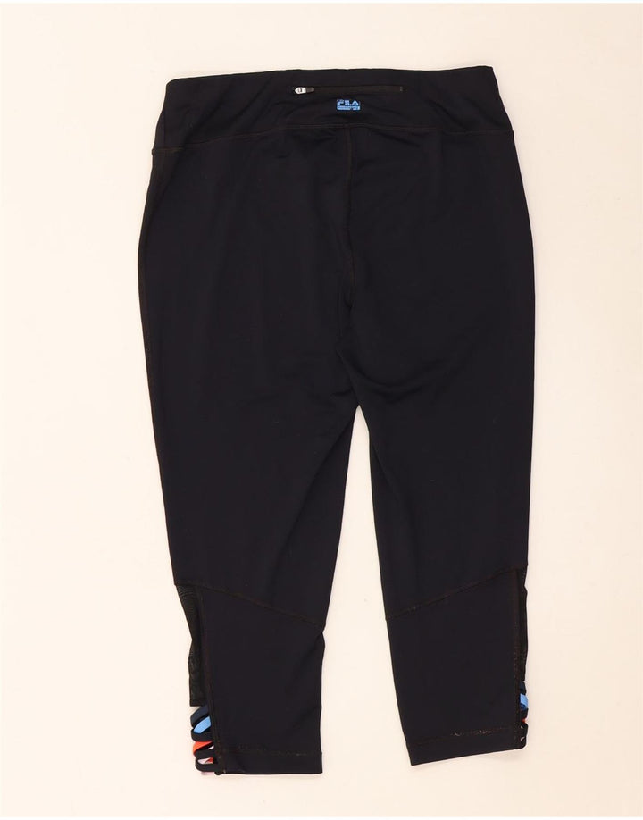 FILA Leggings Capri da donna UK 14 Large Blu Navy Colourblock Poliestere